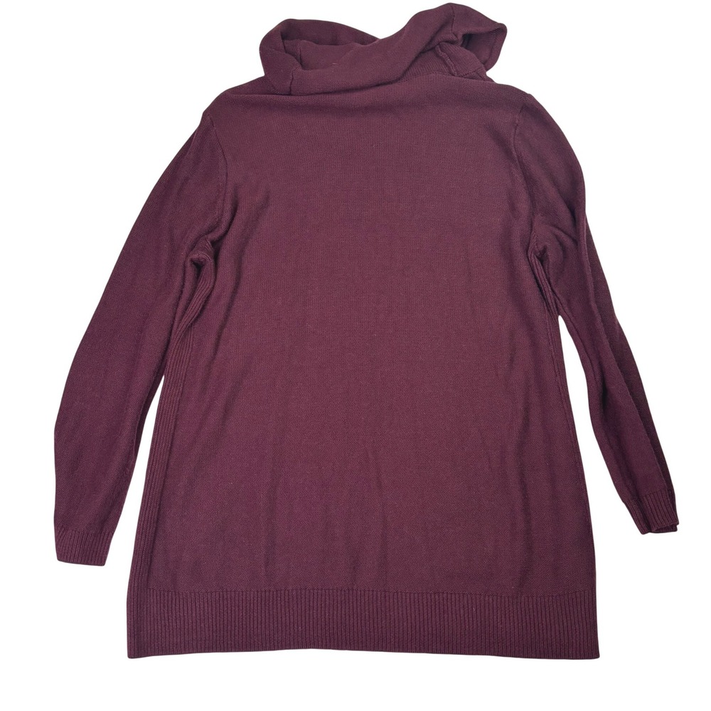 Chicos Plus Burgundy Maroon Cowl Neck Long Sleeve Sweater Tunic Size 3 (XL/16) - Picture 2 of 9